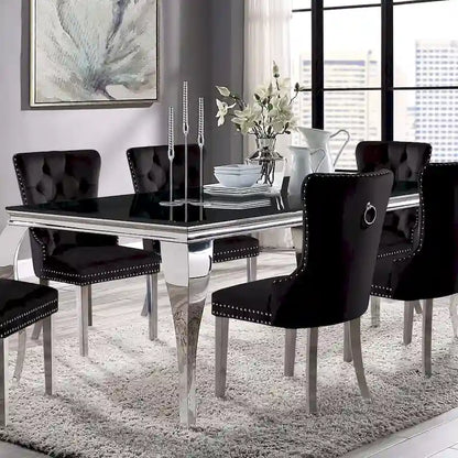 Furniture of America Pizo Glam 79-inch Chrome Leg Glass Top Dining Table