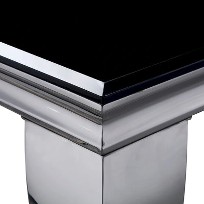 Furniture of America Pizo Glam 79-inch Chrome Leg Glass Top Dining Table
