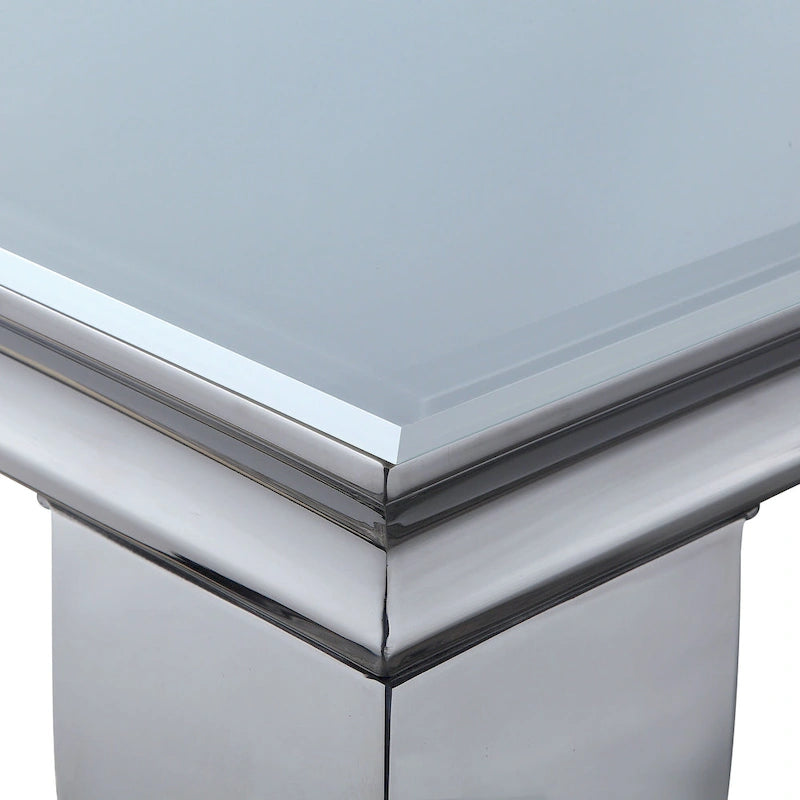 Furniture of America Pizo Glam 79-inch Chrome Leg Glass Top Dining Table