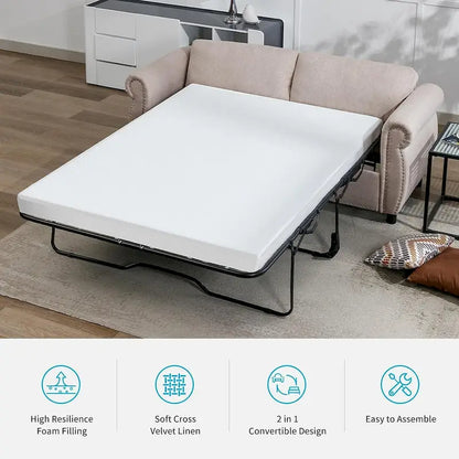 Mixoy Pull Out 2 in 1 Sleeper Sofa Bed with Mattress,Convertible Upholstered Loveseat with Nailhead