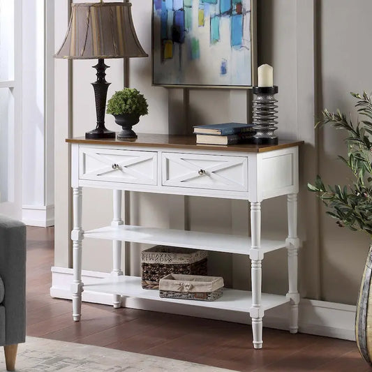Convenience Concepts Country Oxford 2 Drawer Console Table with Shelves
