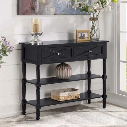 Convenience Concepts Country Oxford 2 Drawer Console Table with Shelves