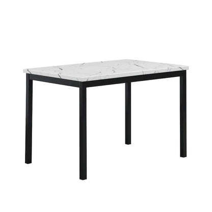 Roundhill Furniture Noyes Metal Dining Table with Laminated Faux Marble Top