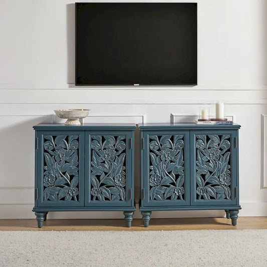 Alban Traditional 32Tall 2 Hollow Door Accent Cabinet with LED light Set of 2 by HULALA HOME