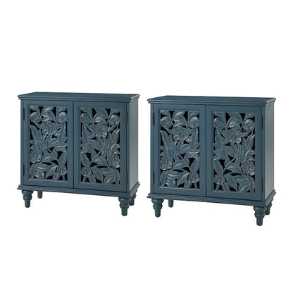Alban Traditional 32Tall 2 Hollow Door Accent Cabinet with LED light Set of 2 by HULALA HOME