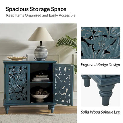 Alban Traditional 32Tall 2 Hollow Door Accent Cabinet with LED light Set of 2 by HULALA HOME