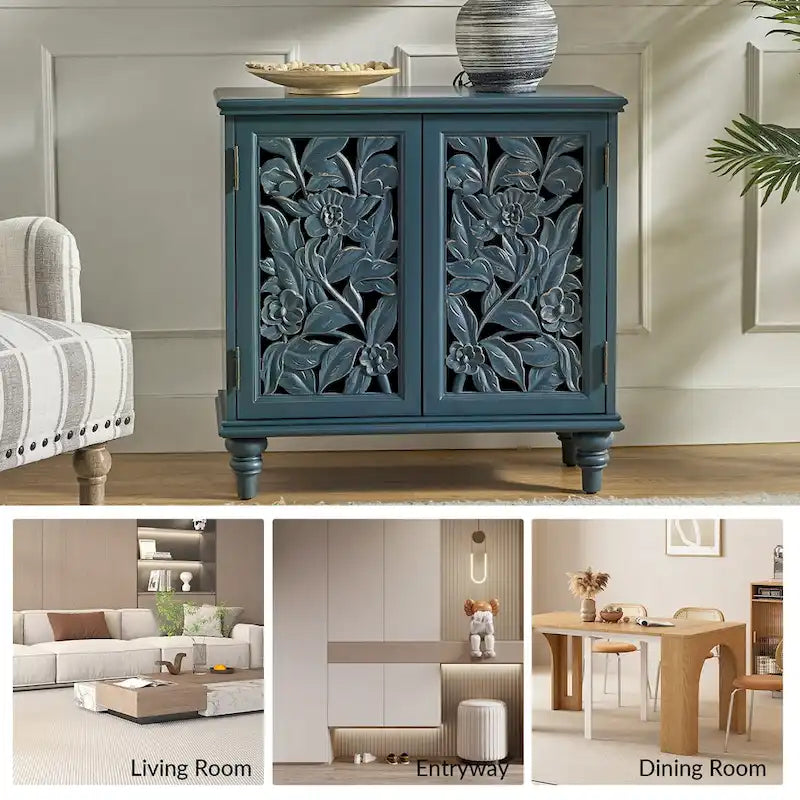 Alban Traditional 32Tall 2 Hollow Door Accent Cabinet with LED light Set of 2 by HULALA HOME