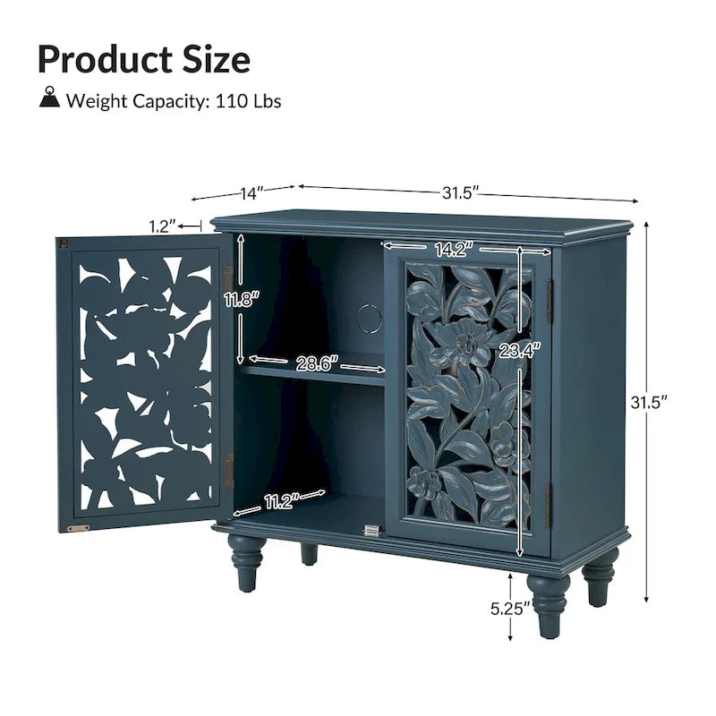 Alban Traditional 32Tall 2 Hollow Door Accent Cabinet with LED light Set of 2 by HULALA HOME
