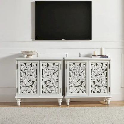 Alban Traditional 32Tall 2 Hollow Door Accent Cabinet with LED light Set of 2 by HULALA HOME
