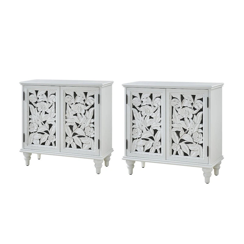 Alban Traditional 32Tall 2 Hollow Door Accent Cabinet with LED light Set of 2 by HULALA HOME