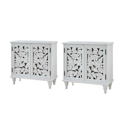 Alban Traditional 32Tall 2 Hollow Door Accent Cabinet with LED light Set of 2 by HULALA HOME