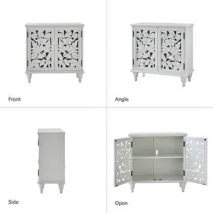 Alban Traditional 32Tall 2 Hollow Door Accent Cabinet with LED light Set of 2 by HULALA HOME