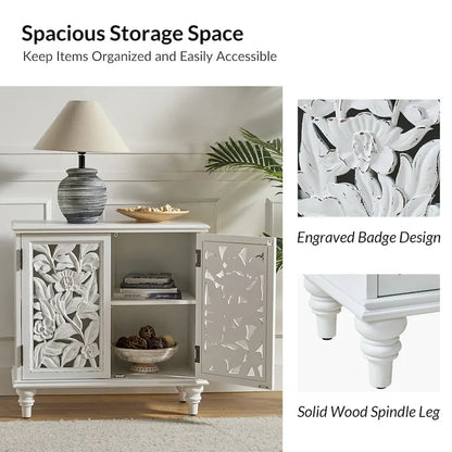 Alban Traditional 32Tall 2 Hollow Door Accent Cabinet with LED light Set of 2 by HULALA HOME