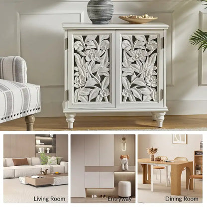 Alban Traditional 32Tall 2 Hollow Door Accent Cabinet with LED light Set of 2 by HULALA HOME