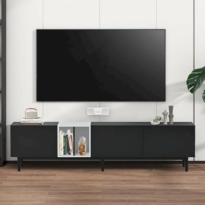 Modern TV Stand for 80 TV with 3 Doors, Media Console Table, Entertainment Center with Large Storage Cabinet for Living Room