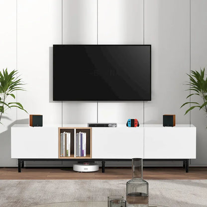 Modern TV Stand for 80 TV with 3 Doors, Media Console Table, Entertainment Center with Large Storage Cabinet for Living Room