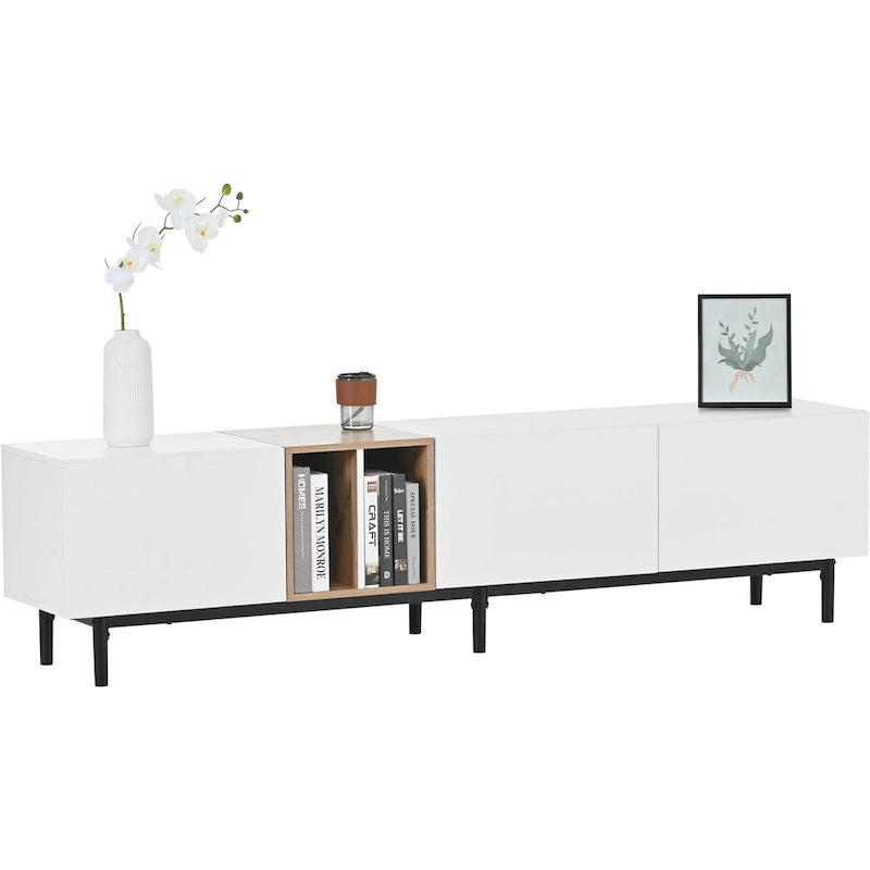 Modern TV Stand for 80 TV with 3 Doors, Media Console Table, Entertainment Center with Large Storage Cabinet for Living Room