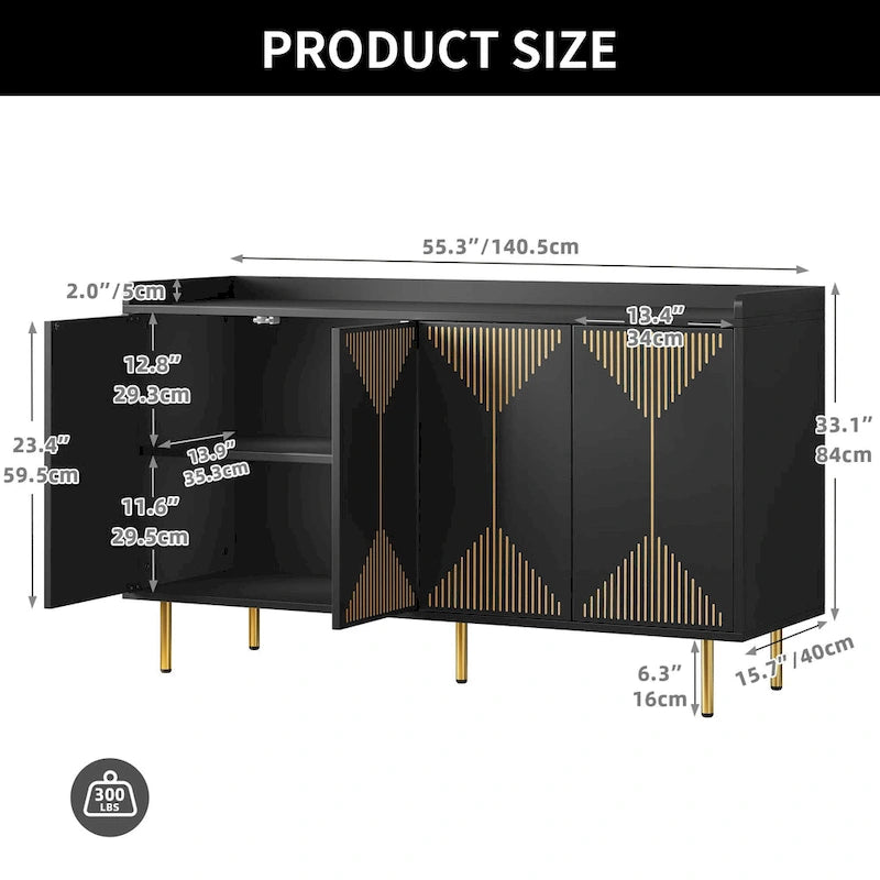 Moasis 55 Kitchen Buffet Cabinet with Storage Sideboard Buffet Table with Doors