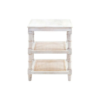 Carolina Living Chesterfield Wood & Cane 3 Shelf Side Table - Natural