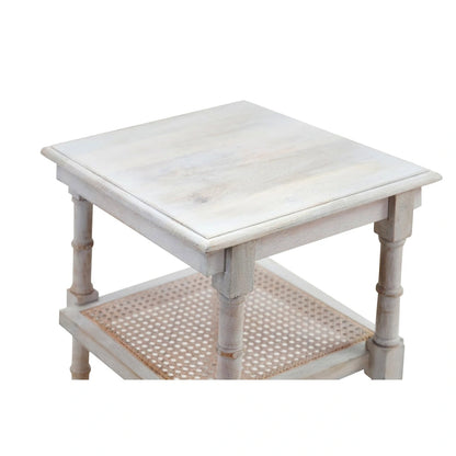Carolina Living Chesterfield Wood & Cane 3 Shelf Side Table - Natural