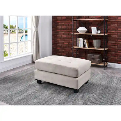 Microsuede Tufted Ottoman