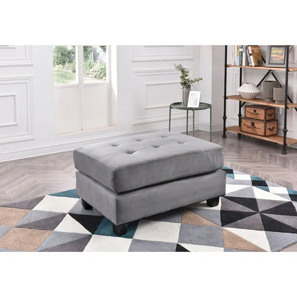 Microsuede Tufted Ottoman