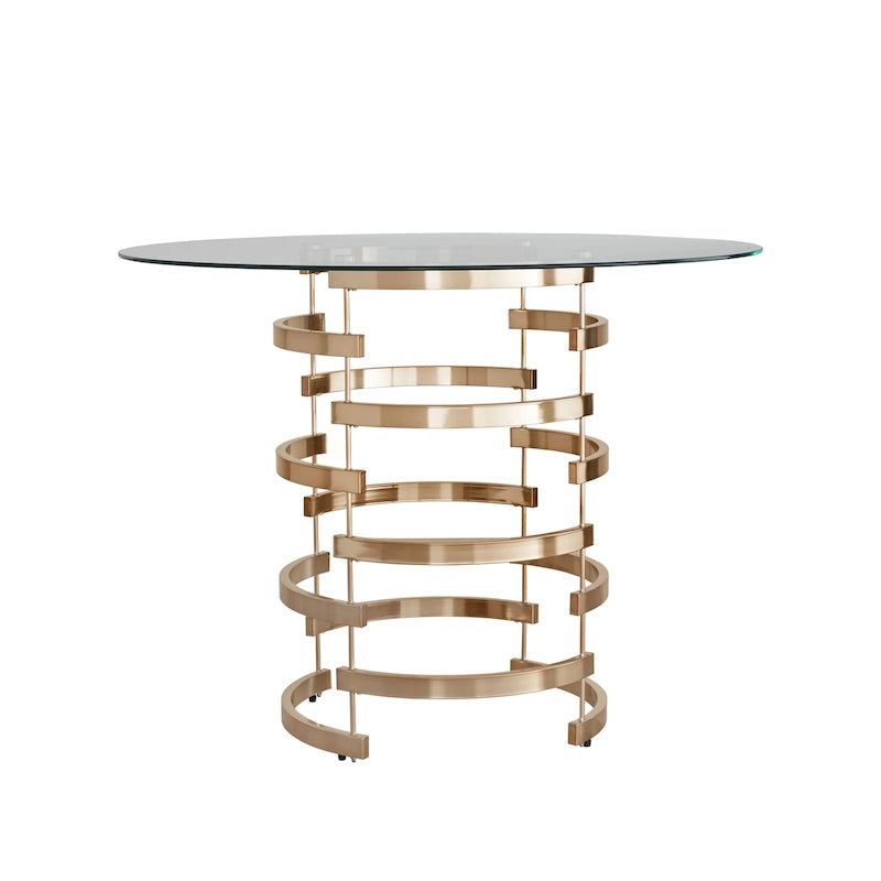 Nova Round Glass Top Vortex Iron Base Counter Height Table by iNSPIRE Q Bold