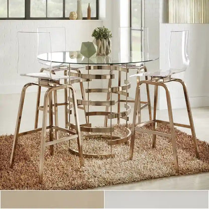 Nova Round Glass Top Vortex Iron Base Counter Height Table by iNSPIRE Q Bold