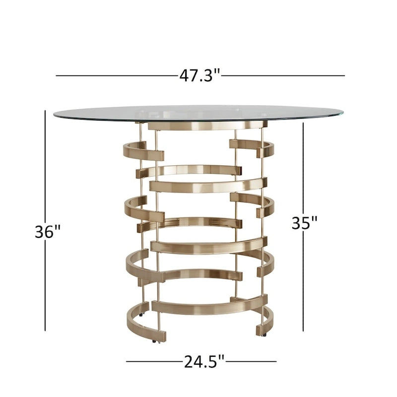 Nova Round Glass Top Vortex Iron Base Counter Height Table by iNSPIRE Q Bold