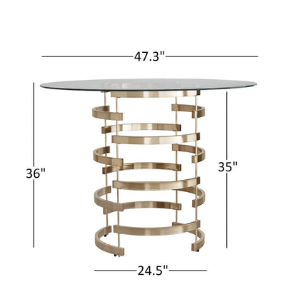 Nova Round Glass Top Vortex Iron Base Counter Height Table by iNSPIRE Q Bold
