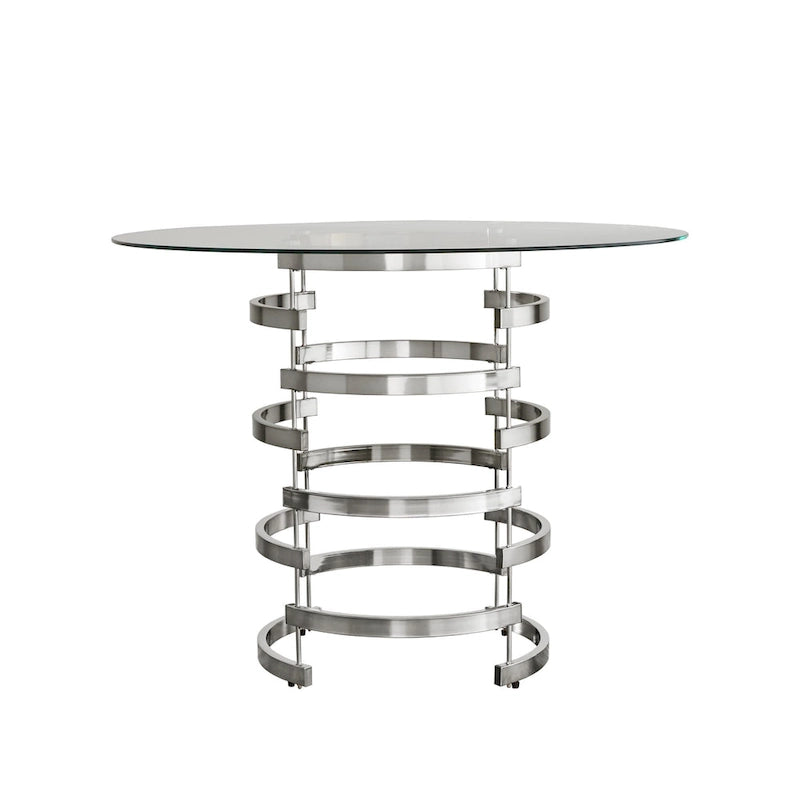Nova Round Glass Top Vortex Iron Base Counter Height Table by iNSPIRE Q Bold