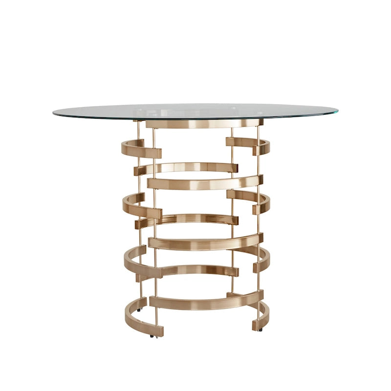 Nova Round Glass Top Vortex Iron Base Counter Height Table by iNSPIRE Q Bold