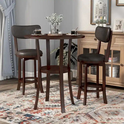 Irvi Traditional Rubberwood 3-Piece Barstool Counter Height Dining Set by Furniture of America
