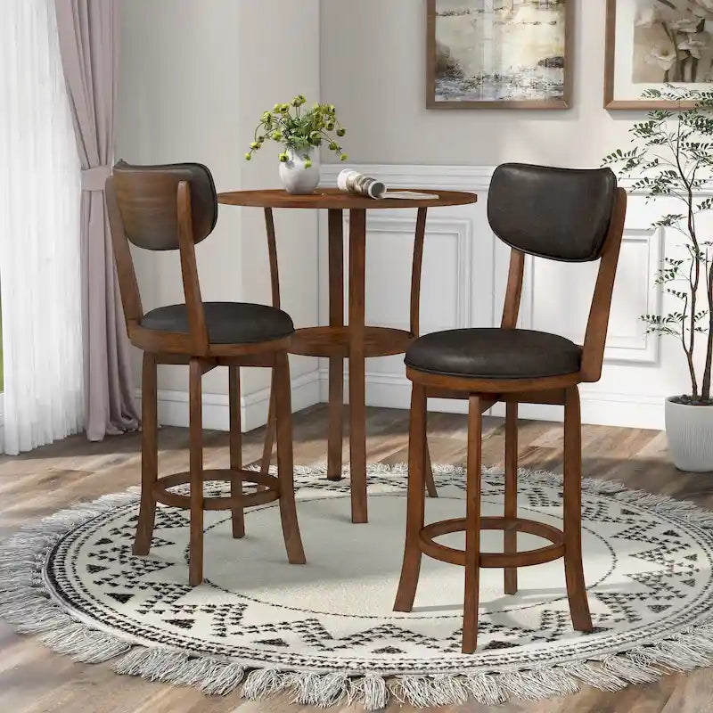 Irvi Traditional Rubberwood 3-Piece Barstool Counter Height Dining Set by Furniture of America