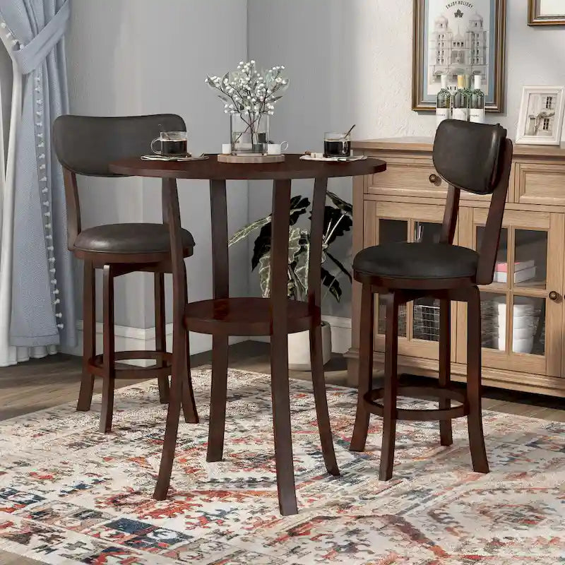 Irvi Traditional Rubberwood 3-Piece Barstool Counter Height Dining Set by Furniture of America