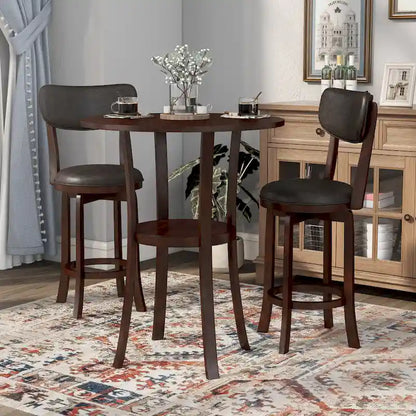 Irvi Traditional Rubberwood 3-Piece Barstool Counter Height Dining Set by Furniture of America