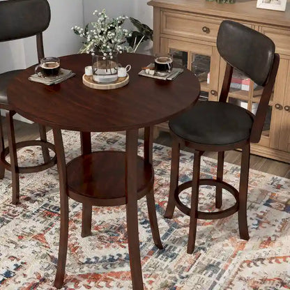 Irvi Traditional Rubberwood 3-Piece Barstool Counter Height Dining Set by Furniture of America