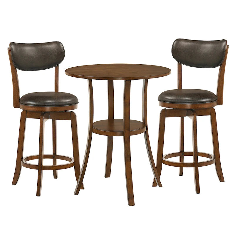 Irvi Traditional Rubberwood 3-Piece Barstool Counter Height Dining Set by Furniture of America