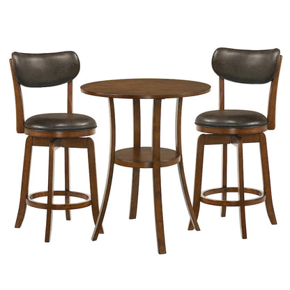 Irvi Traditional Rubberwood 3-Piece Barstool Counter Height Dining Set by Furniture of America