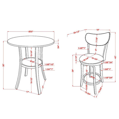 Irvi Traditional Rubberwood 3-Piece Barstool Counter Height Dining Set by Furniture of America