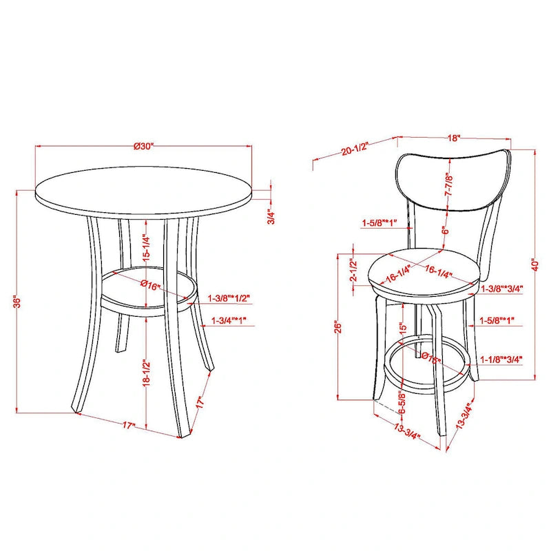 Irvi Traditional Rubberwood 3-Piece Barstool Counter Height Dining Set by Furniture of America