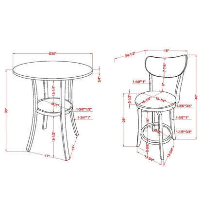 Irvi Traditional Rubberwood 3-Piece Barstool Counter Height Dining Set by Furniture of America