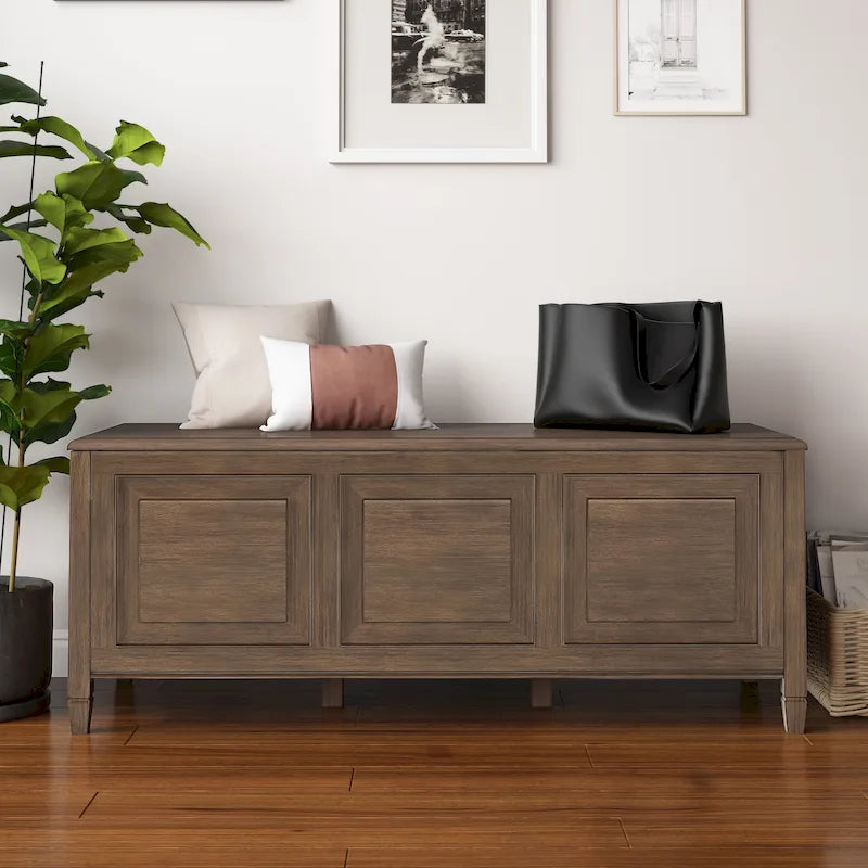 WYNDENHALL Hampshire SOLID WOOD 51 inch Wide Traditional Storage Bench Trunk - 51 W x 18 D x 20.75 H