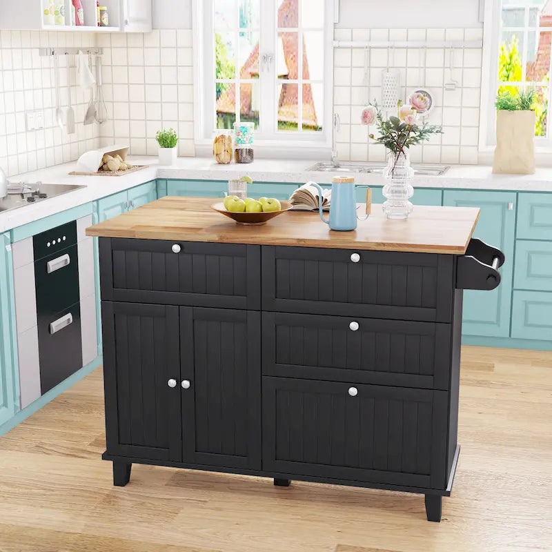 Farmhouse Kitchen Island Set with Drop Leaf