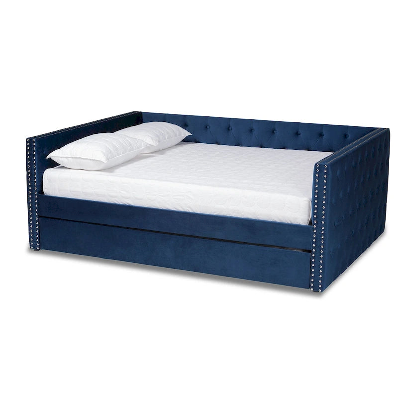 Larkin Modern Velvet Fabric Upholstered Daybed with Trundle