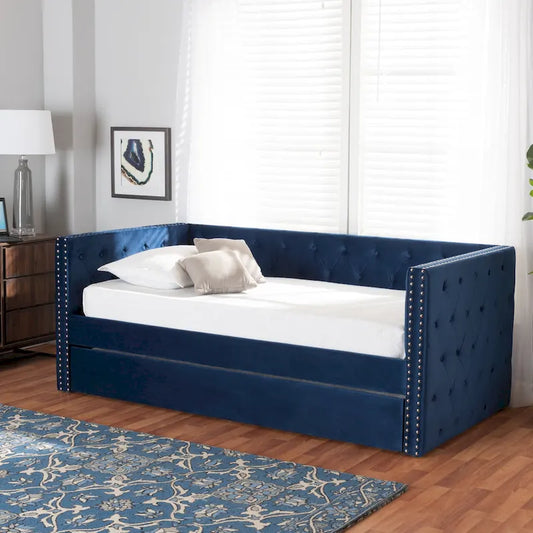 Larkin Modern Velvet Fabric Upholstered Daybed with Trundle