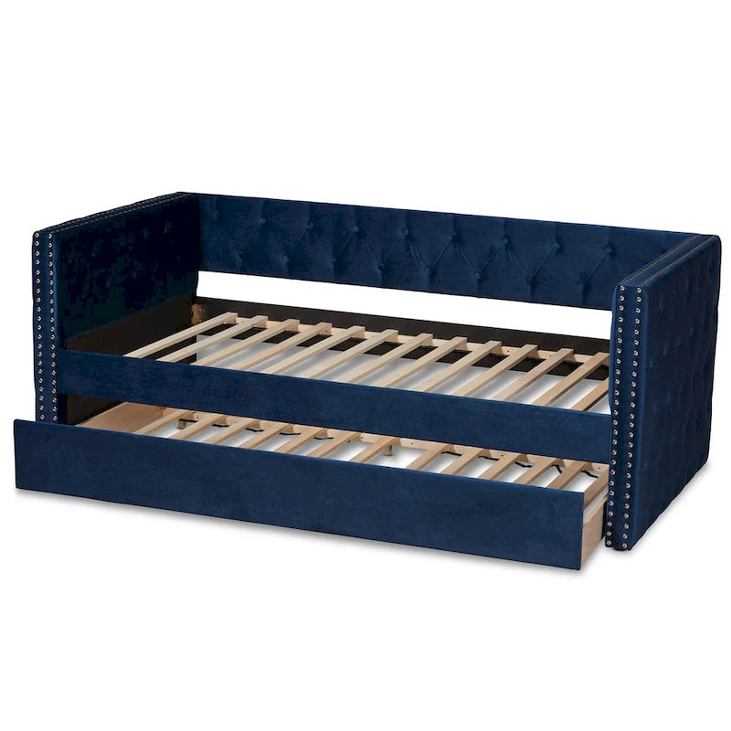 Larkin Modern Velvet Fabric Upholstered Daybed with Trundle