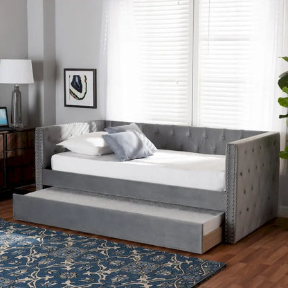 Larkin Modern Velvet Fabric Upholstered Daybed with Trundle