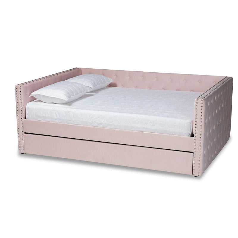 Larkin Modern Velvet Fabric Upholstered Daybed with Trundle