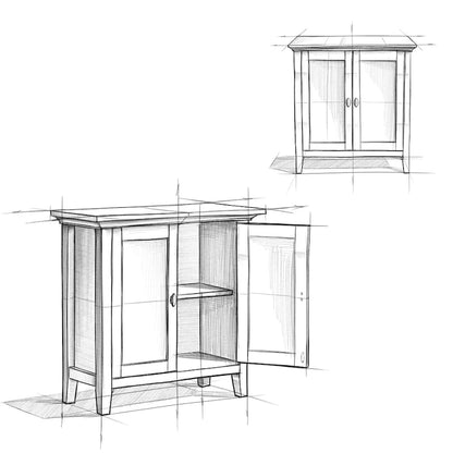 WYNDENHALL Mansfield SOLID WOOD 32 inch Wide Transitional Low Storage Cabinet - 32w x 14d x 31h